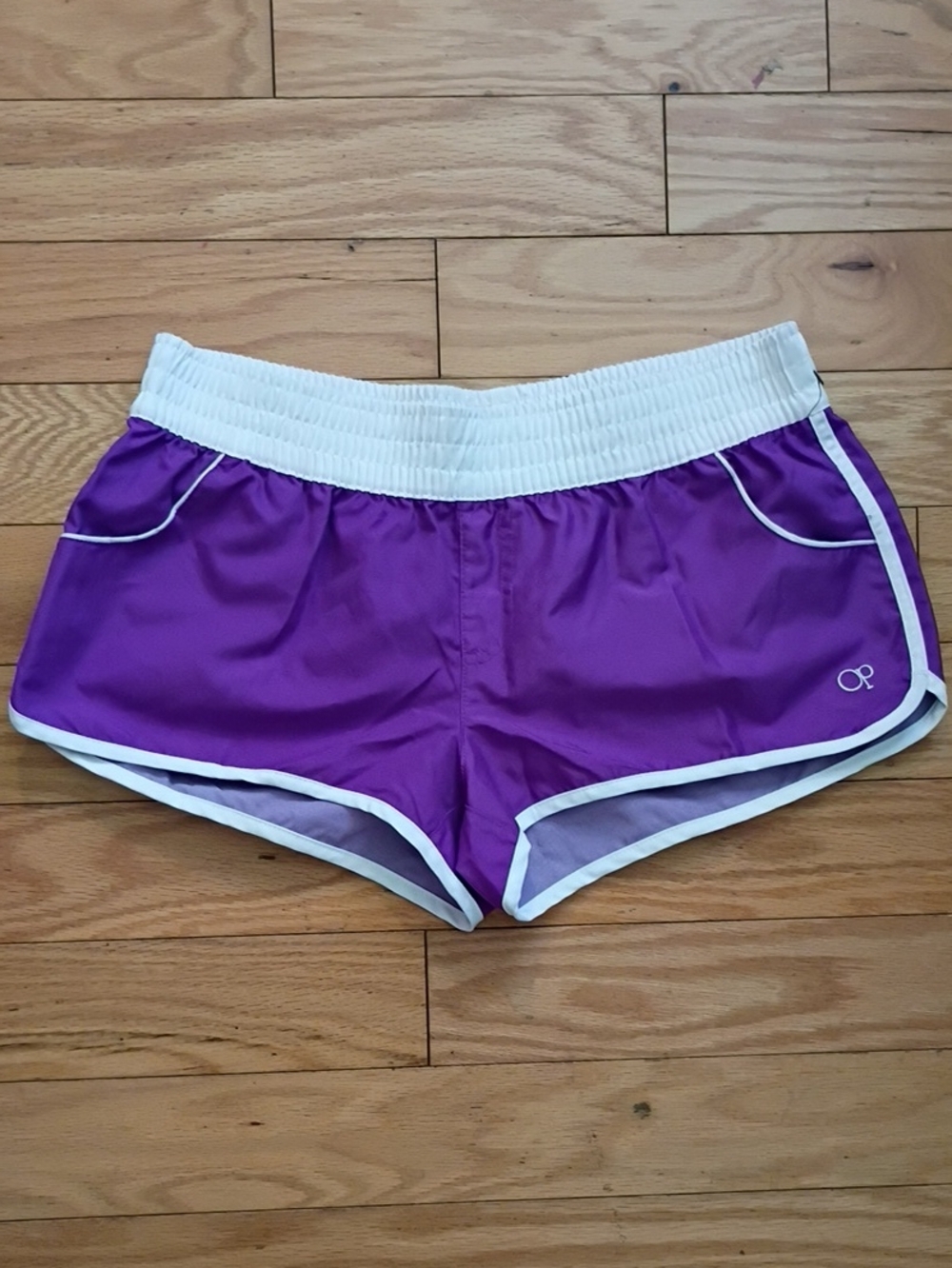 OP Purple Athletic Shorts with White Waistband and Trim